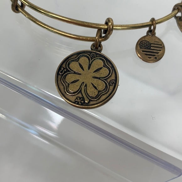 Alex and Ani Expandable Charm Bracelet, Four Leaf Clover-Gold Finish - Picture 2 of 3